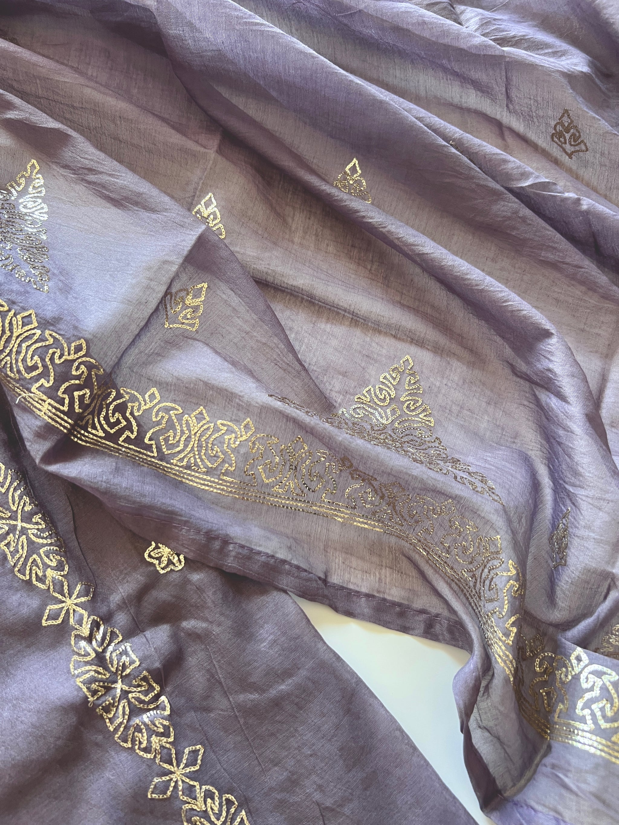 Mul Chanderi dress material unstitched Suit set