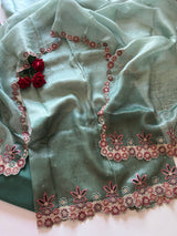 Pure Linen Tissue Cutwork designer unstitched dress material
