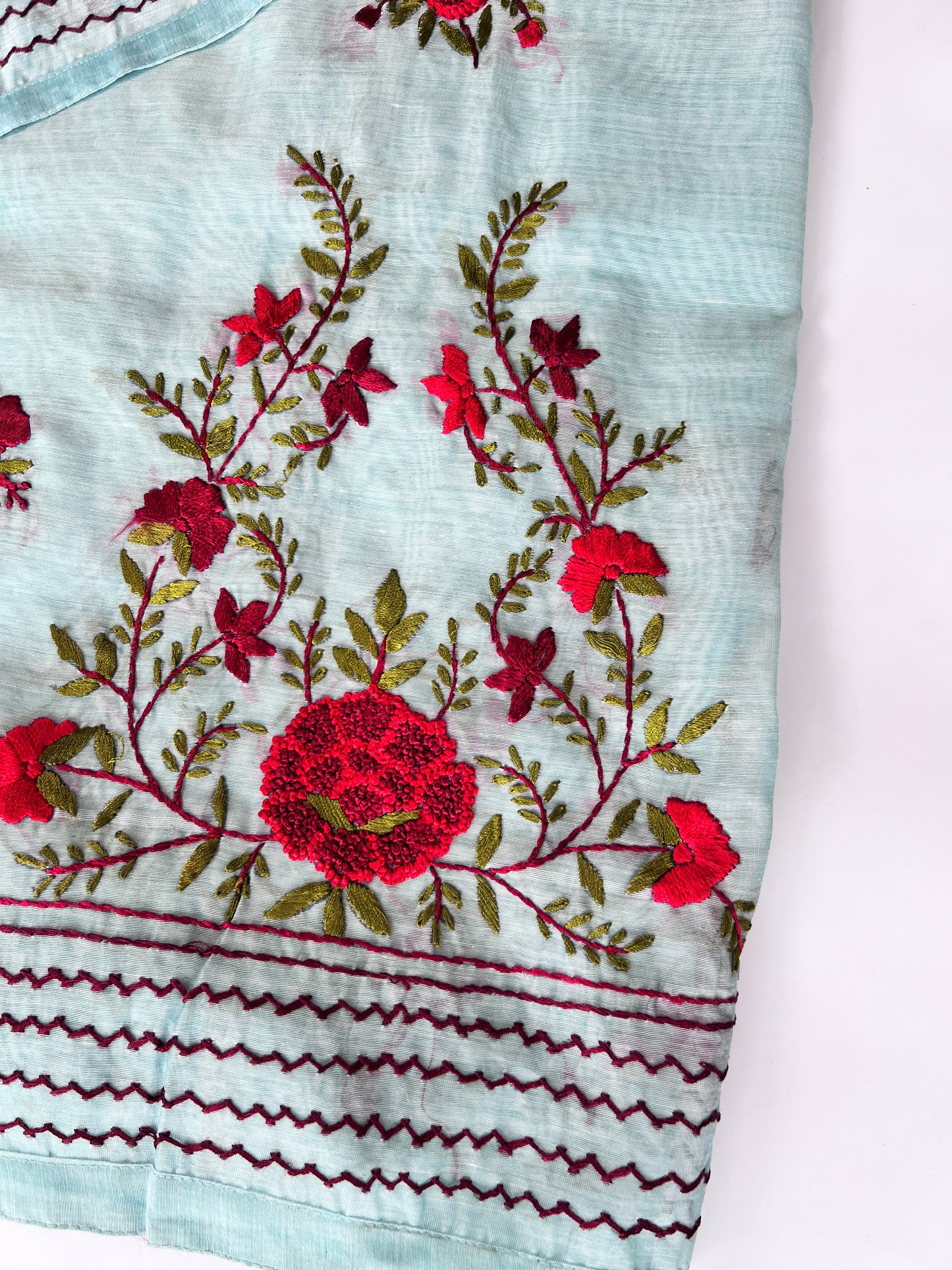 Chanderi knot embroidery Unstitched suit material