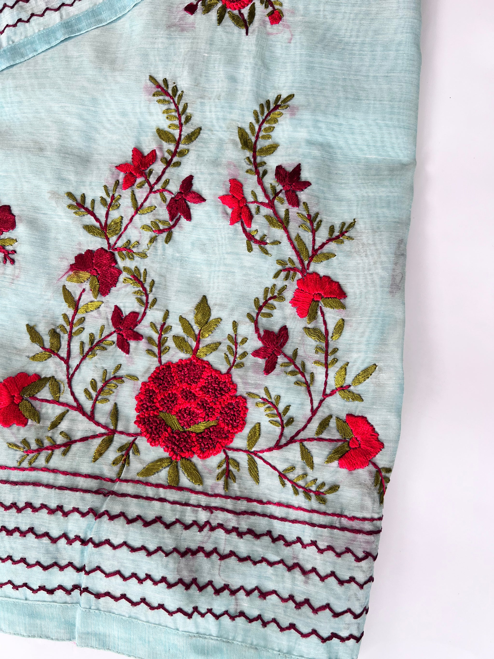Chanderi knot embroidery Unstitched suit material