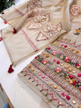 Khadi cotton knot embroidery Unstitched suit