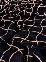 Black velvet sequin embroidered fabric