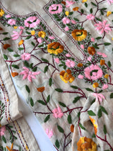 Chanderi Phulkari embroidery Unstitched suit material
