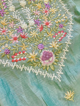 Blue Mul Chanderi Thread embroidered Unstitched Suit