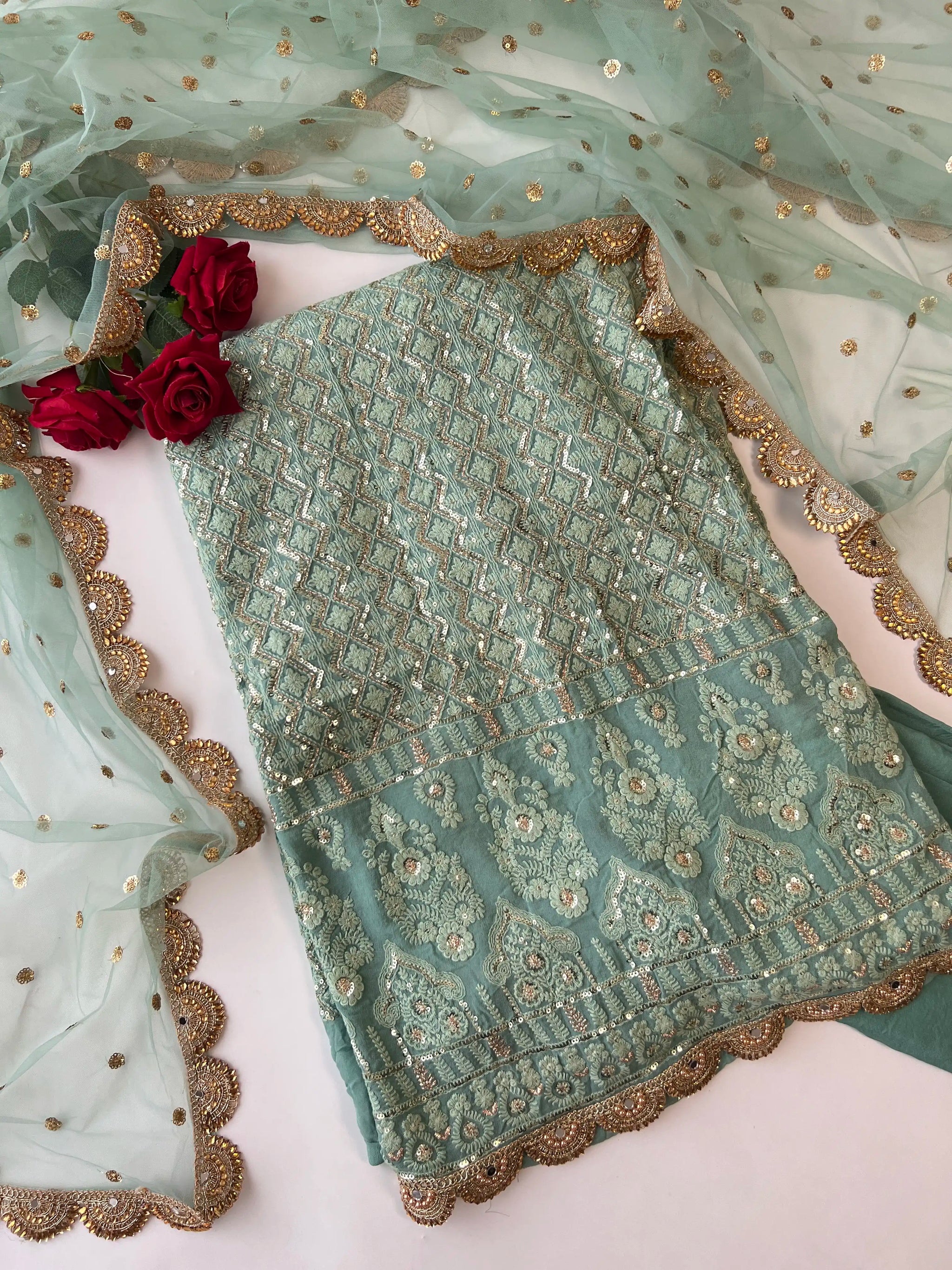 Designer Georgette Embroidered Unstitched Suit set