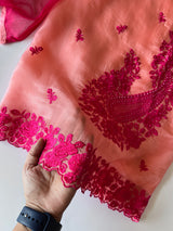 Peach Pink Embroidered Unstitched Suit