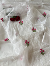 White Kotta floral embroidered kurta dupatta set Unstitched