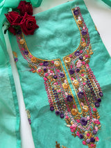 Knot embroidery Unstitched suit material 2 pc