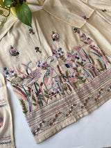 Chanderi knot embroidery Unstitched suit material