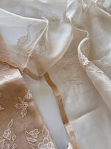 Beige Pure Organza with Swan embroidery Un-stitched Suit set