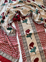 Original Handblock Ajrakh print on Modal fabric Unstitched suit set