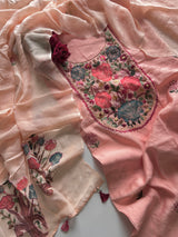 Knot embroidery Masleen Silk Designer Unstitched suit
