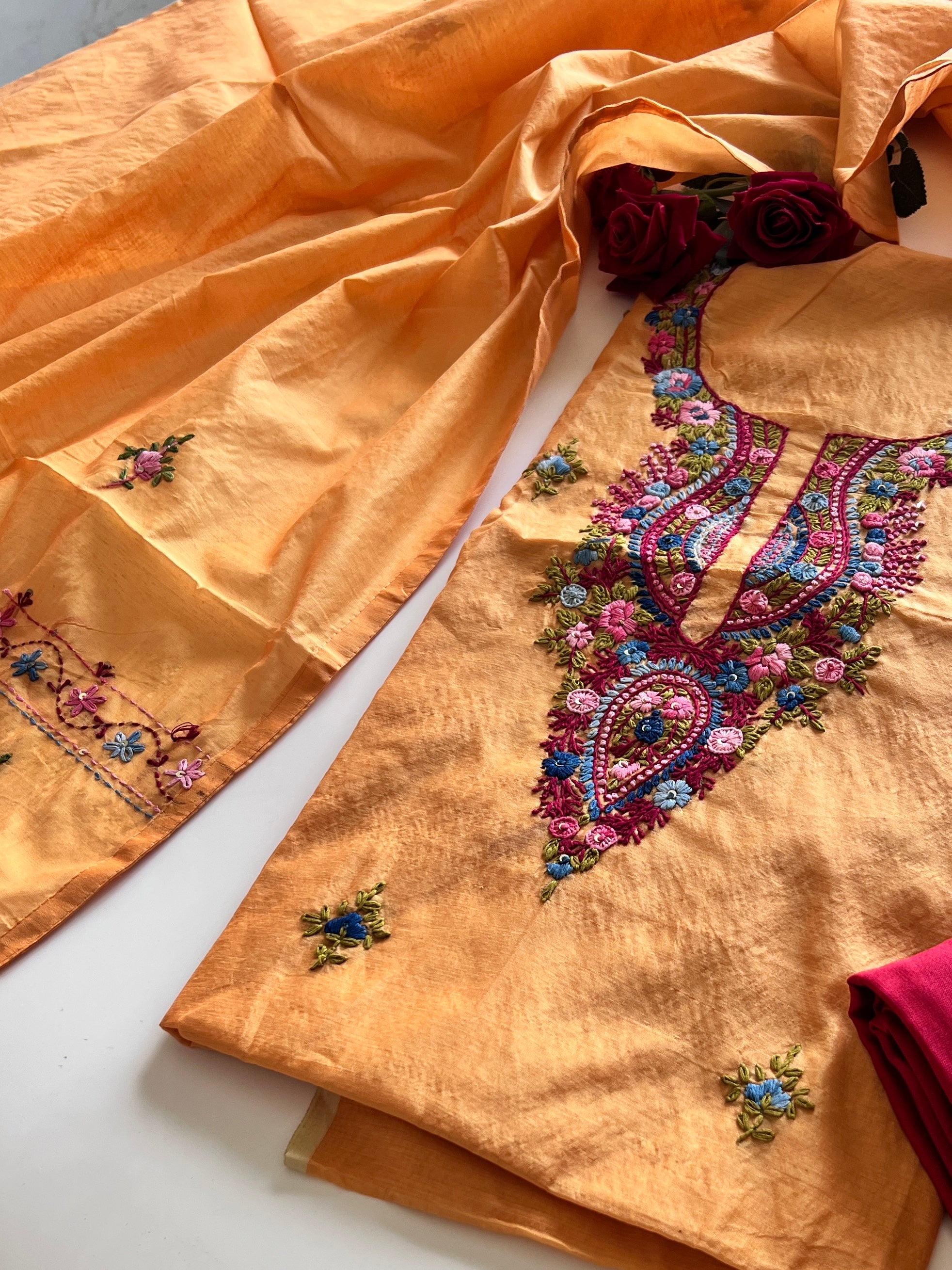 Knot embroidery Unstitched suit material