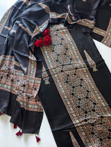 Black Original Handblock Ajrakh print on Modal fabric Unstitched suit set