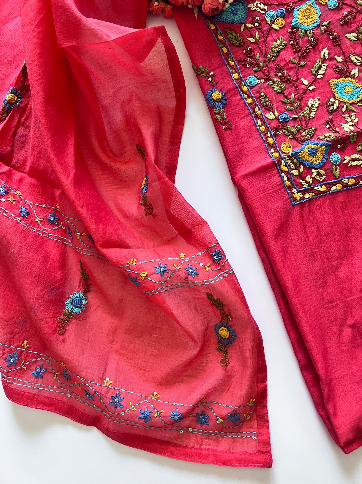Knot embroidery Unstitched suit material 2 pc