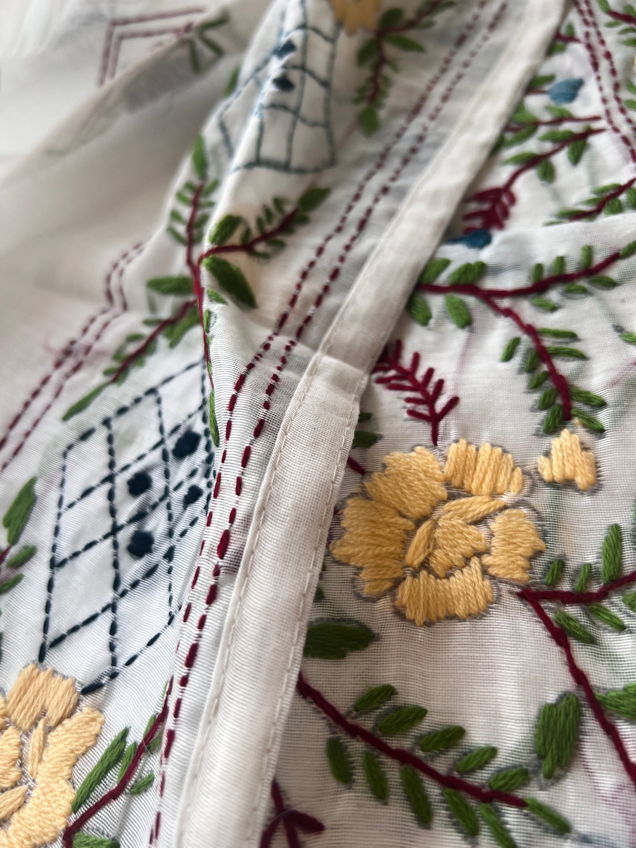 Chanderi Phulkari embroidery Unstitched suit material