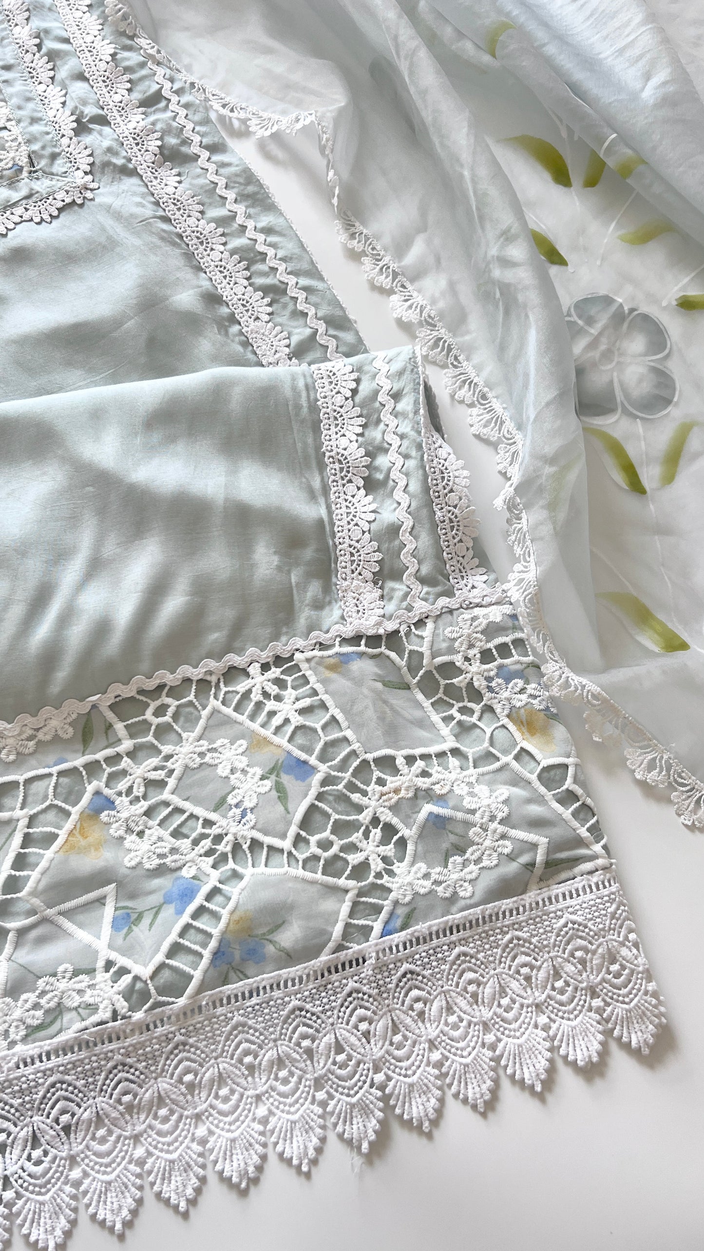 Grey Viscose Muslin dress material unstitched Suit set