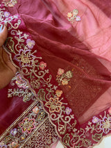 Tissue partywear embroidered suit set unstitched