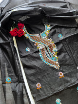 Black knot embroidery Unstitched suit material