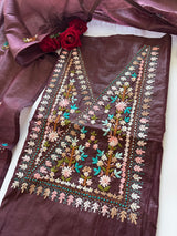 2 pc Knot embroidery Unstitched suit material