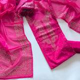 Pink Mul Chanderi dress material with mukaish -Paisley