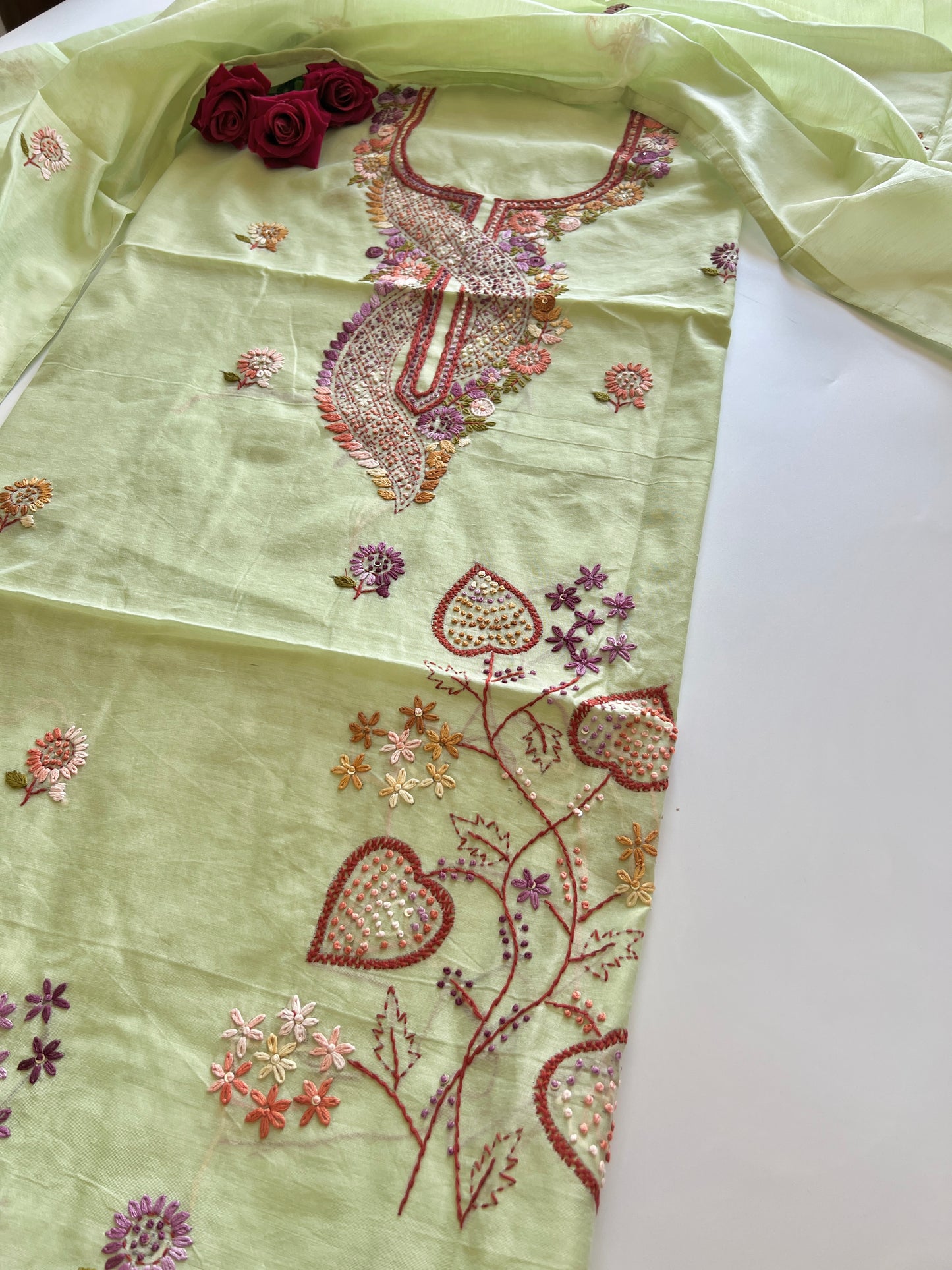 Knot embroidery Unstitched suit material
