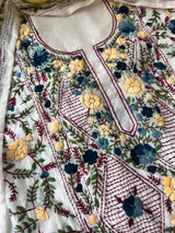 Chanderi Phulkari embroidery Unstitched suit material
