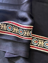 Black Original Handblock Ajrakh print on Modal fabric Unstitched suit set