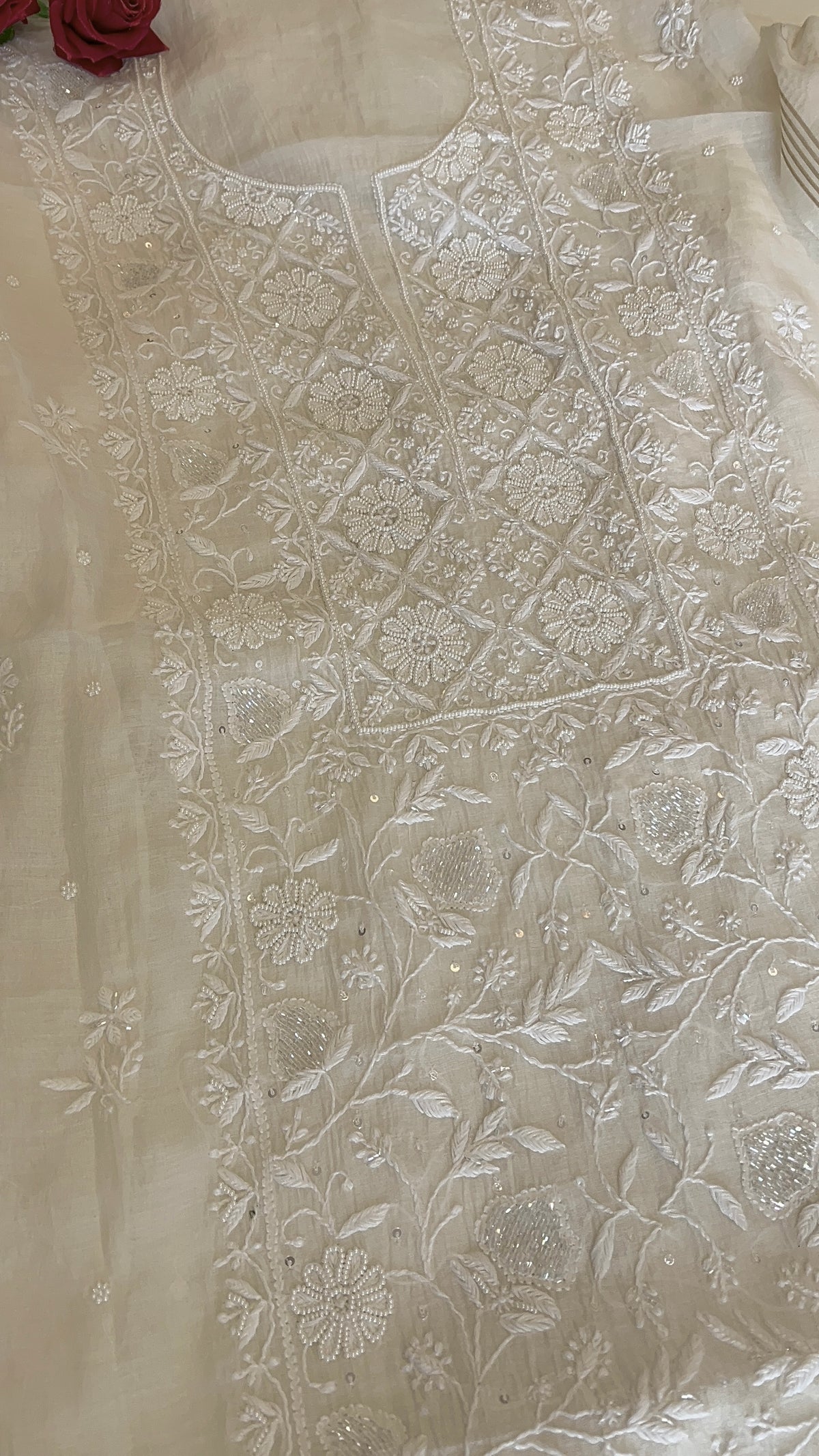 Pure lucknowi Mul handwork chikankari Kurta Dupatta set
