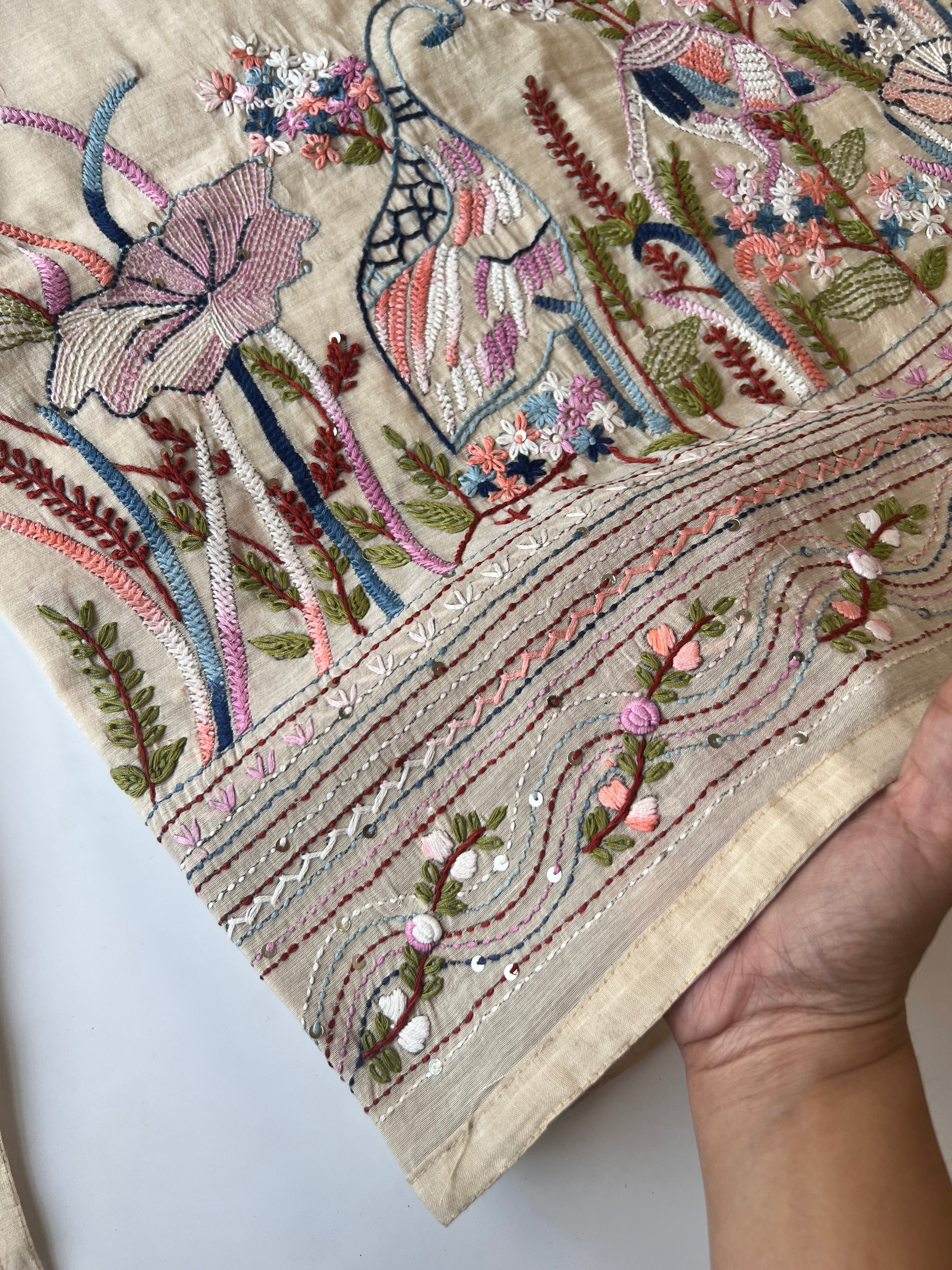 Chanderi knot embroidery Unstitched suit material