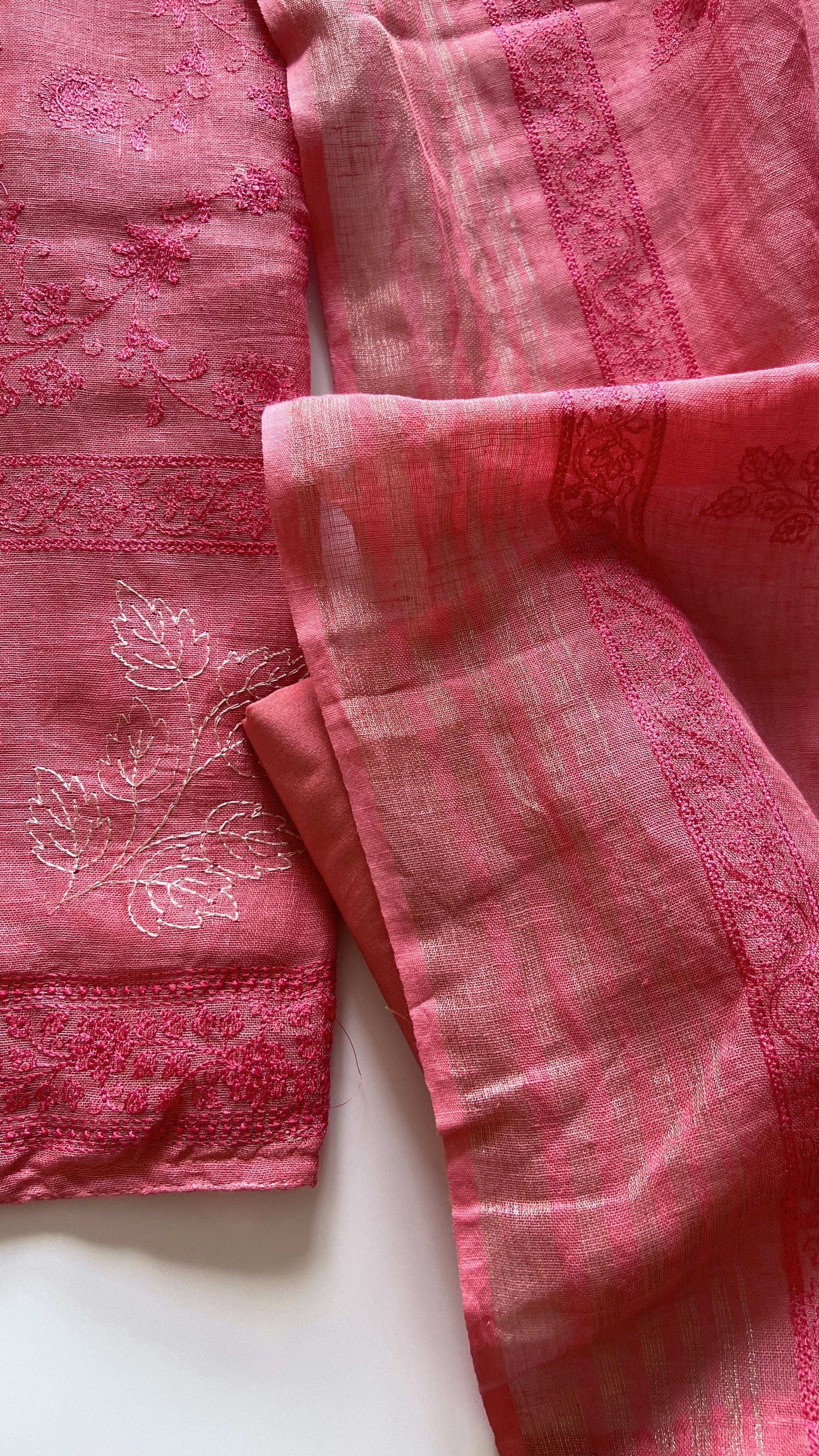 Pure Linen embroidered premium unstitched dress material