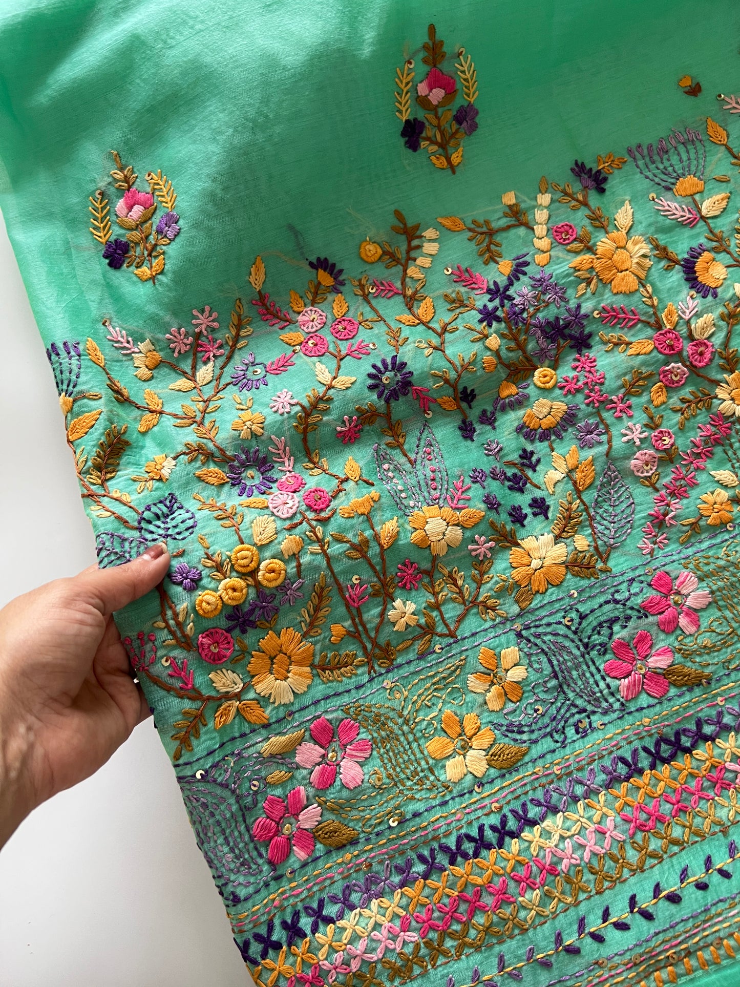 Knot embroidery Unstitched suit material 2 pc