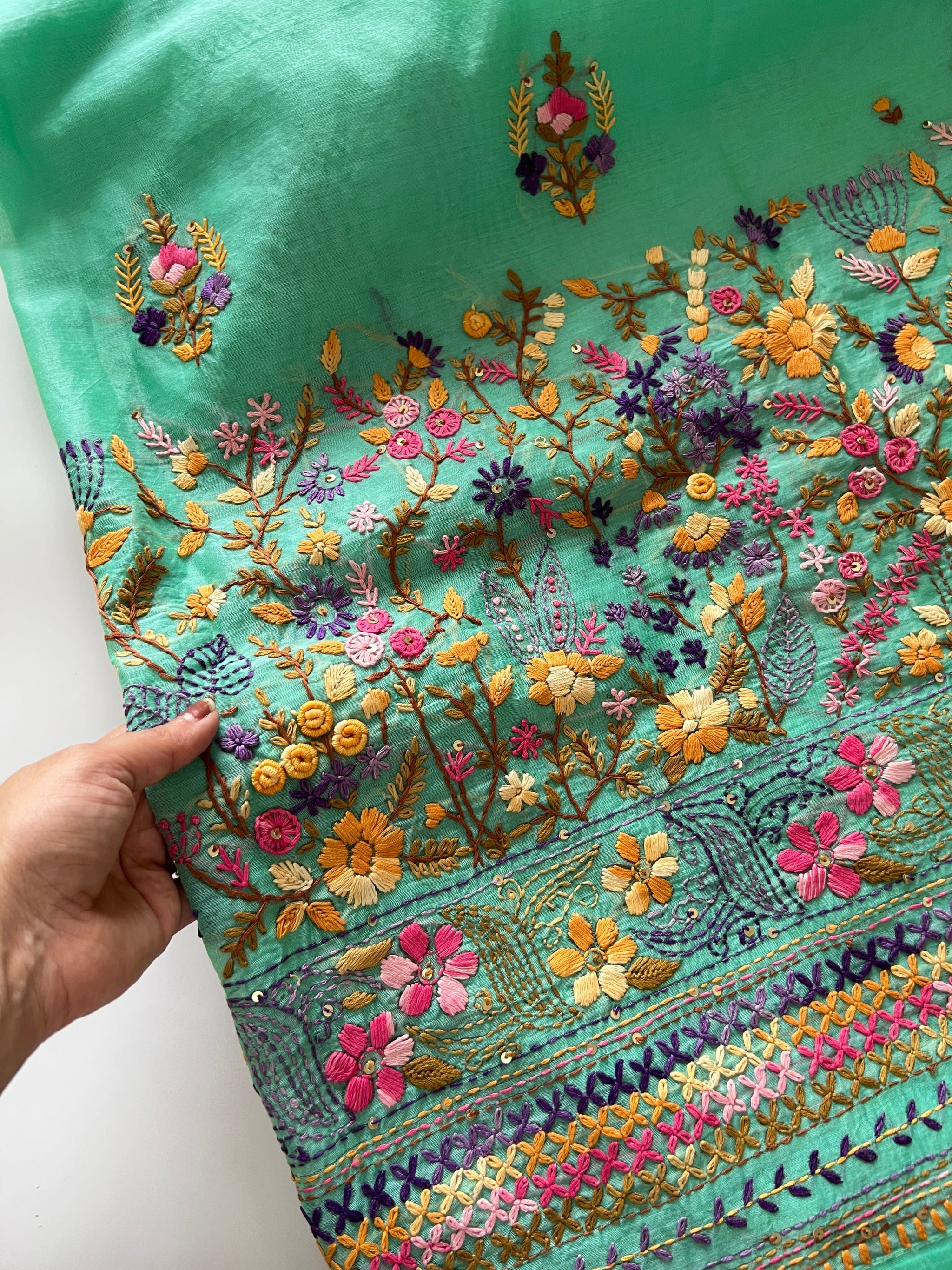 Knot embroidery Unstitched suit material 2 pc