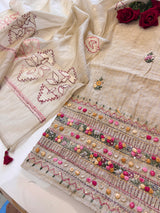 Khadi cotton knot embroidery Unstitched suit
