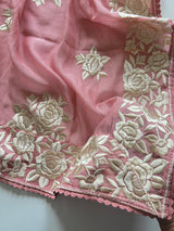 Mul Chanderi Handwork with Parsi dupatta Unstitched Suit set
