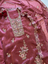 Tissue partywear embroidered suit set unstitched
