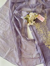Mul Chanderi dress material with pitta and mukaish work dupatta