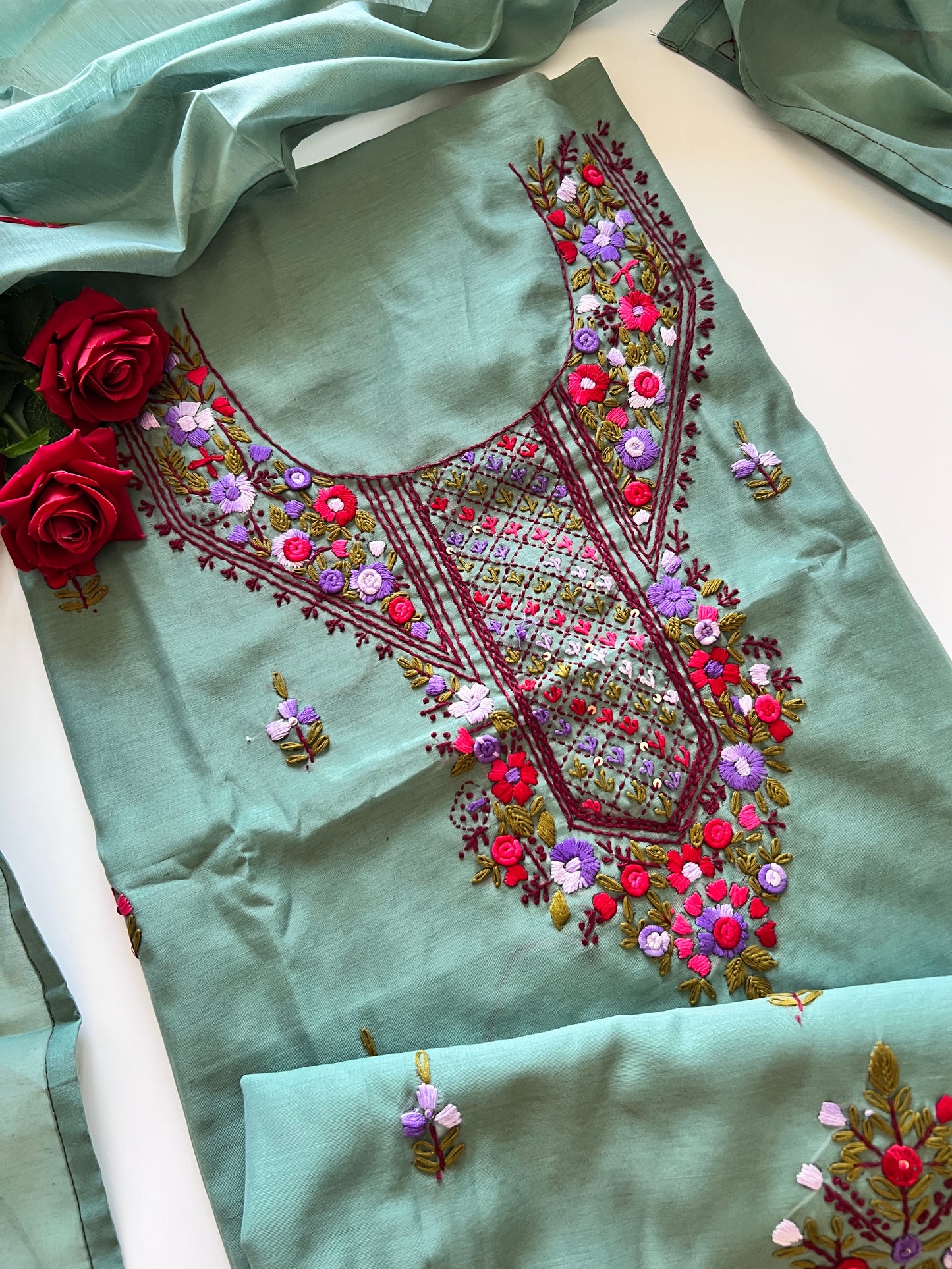 Knot embroidery Unstitched suit material