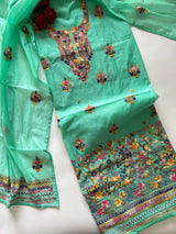 Knot embroidery Unstitched suit material 2 pc