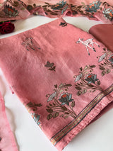 Pure linen Shikargah embroidered unstitched suit.
