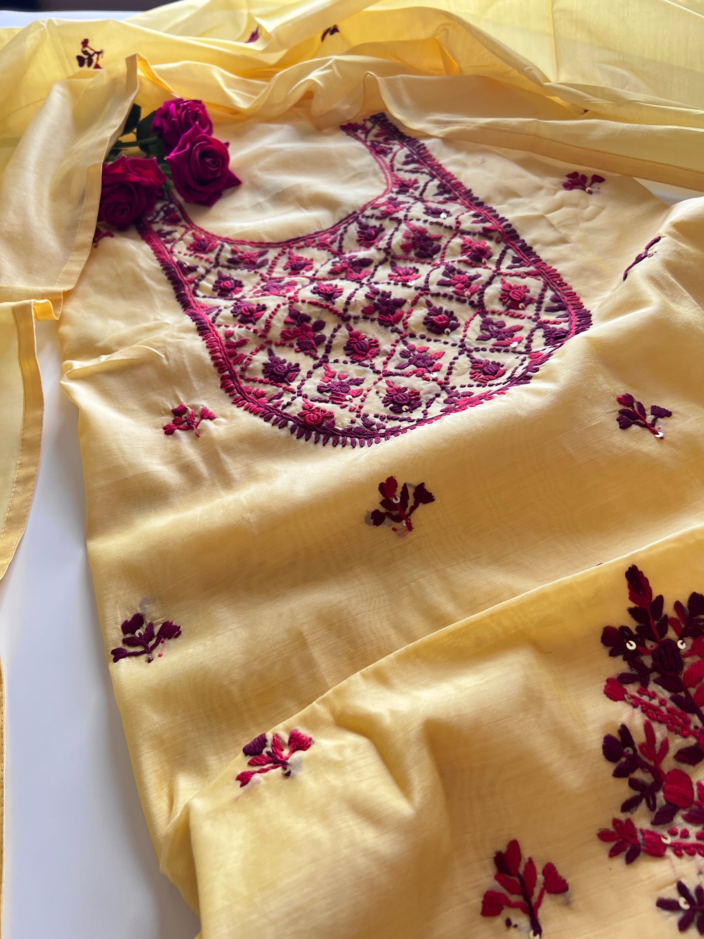 Knot embroidery Unstitched suit material