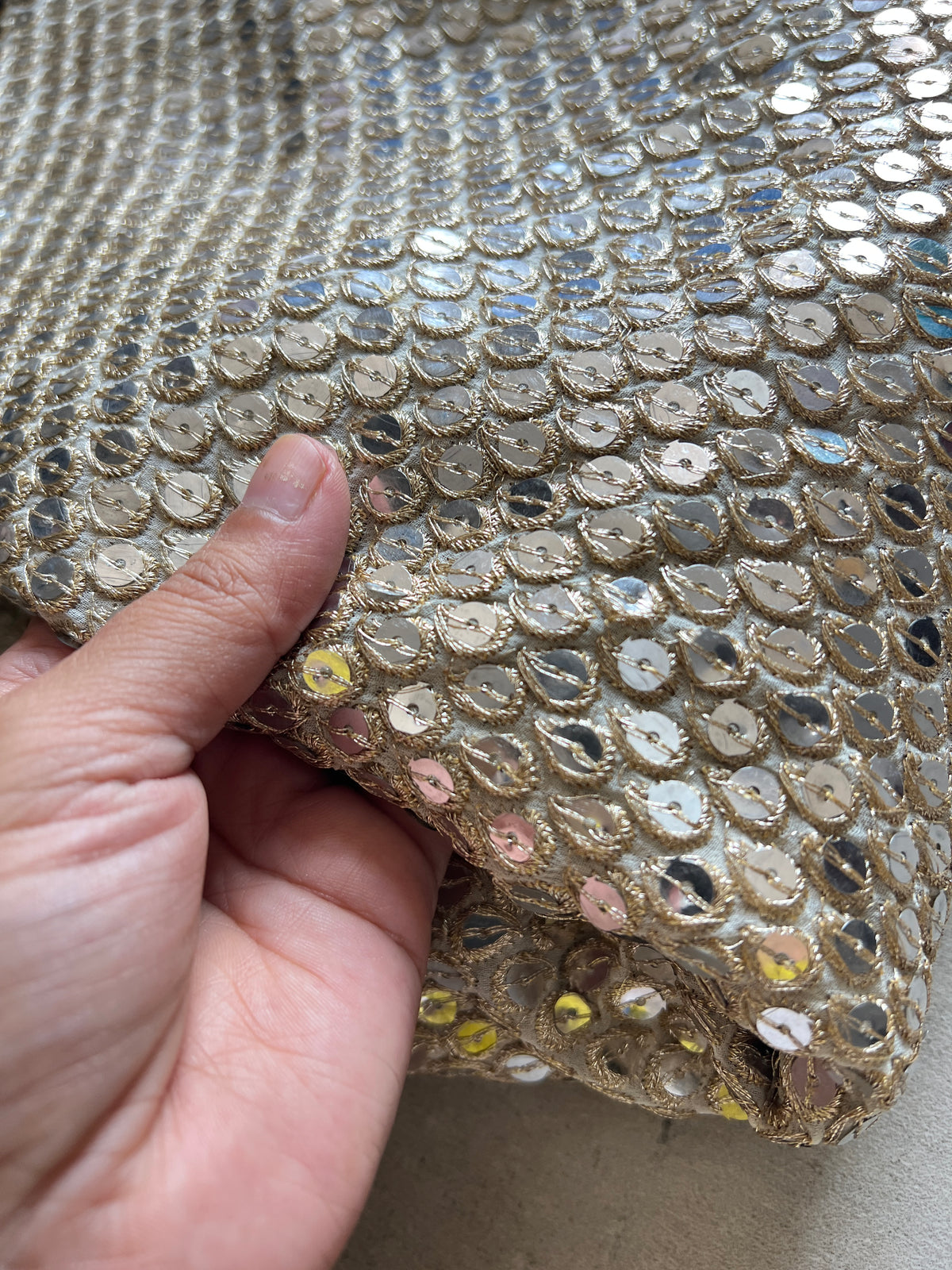 Dyeable georgette Sequin fabric. Big sequin fabric