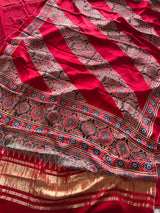 Ajrakh Handblock print 3 pc fabric Unstitched suit set