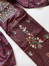 2 pc Knot embroidery Unstitched suit material