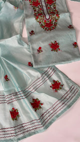 Chanderi knot embroidery Unstitched suit material