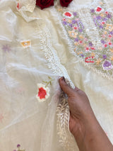 Mul Chanderi Thread embroidered Unstitched Suit