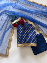 Blue Banarsi Georgette Embroidered Unstitched Suit set