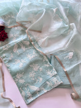 Pure Organza with Swan embroidery Un-stitched Suit set
