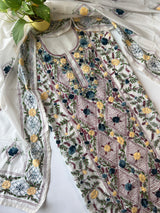 Chanderi Phulkari embroidery Unstitched suit material