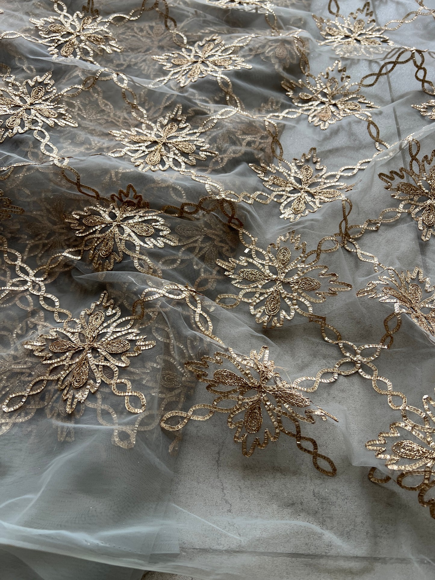 Grey net with Gotta work fabric